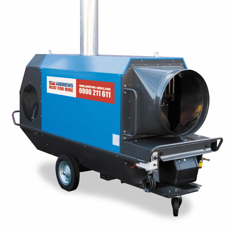 Andrews Sykes Verwarming Verhuur indirect gestookte olieheater 700 w Vliegveld Bouwproject Verwarming Andrews Sykes