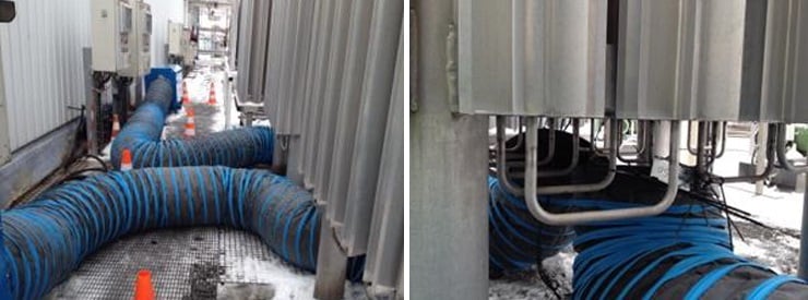 chauffage-evaporateur Fabriek huurt warmtekanonnen ter ondersteuning van het productieproces